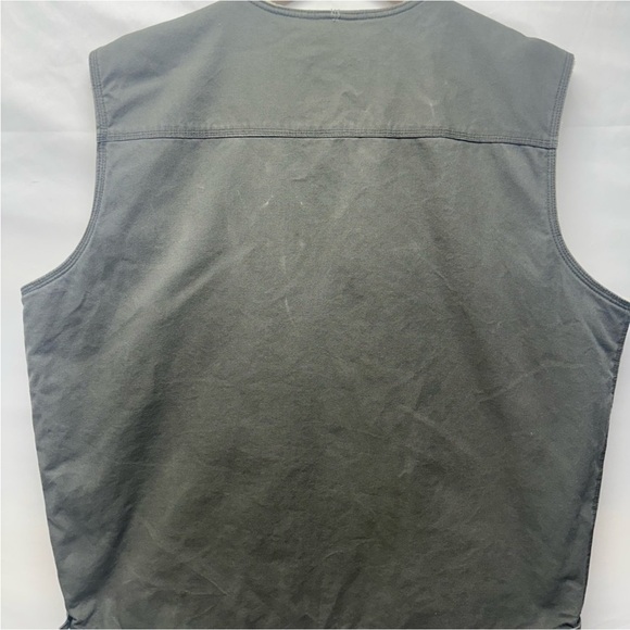 Cabela’s 2XL Tall Sherpa Lined Canvas Zip Vest Olive Green - Picture 3 of 8